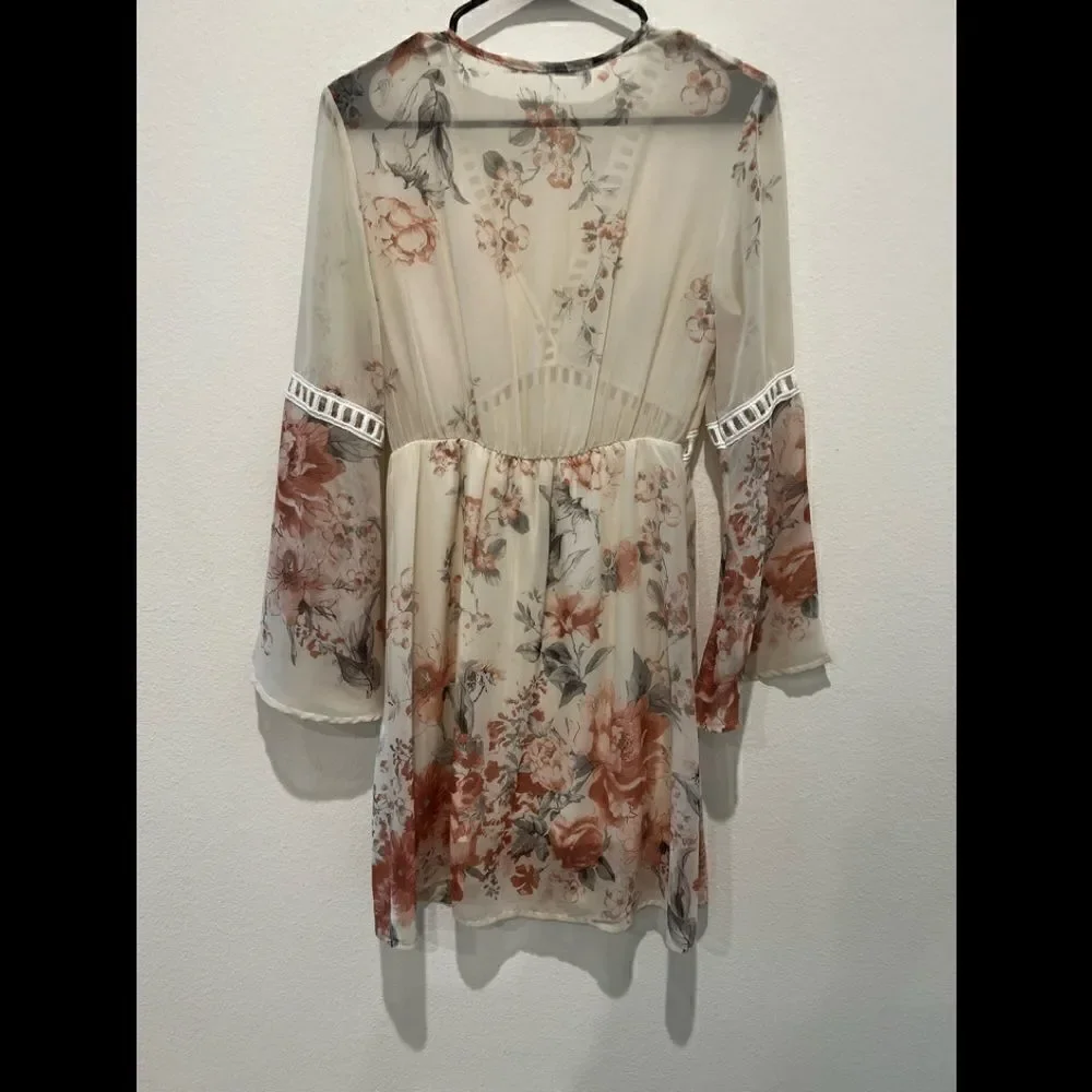 Fraiche By J Floral Print Chiffon Blouson Dress - Picture 3 of 4